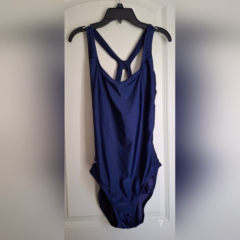 Navy Speedo Blue‎ One-Piece Swimsuit Sz 14 Summer Beachy Travel Cruise